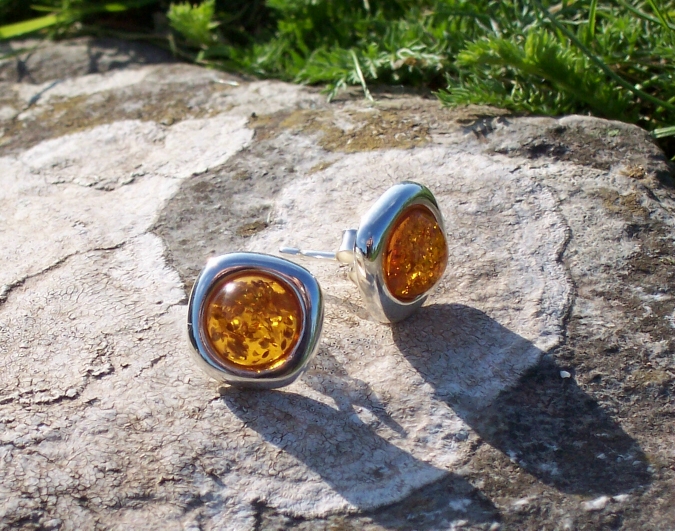Amber Silver Earrings to stick ES3026